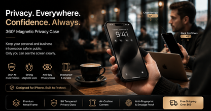360° Double-Sided Magnetic Privacy iPhone Case | Anti-Spy Glass