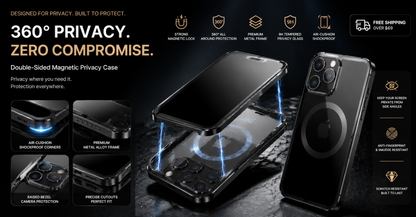 360° Double-Sided Magnetic Privacy iPhone Case | Anti-Spy Glass