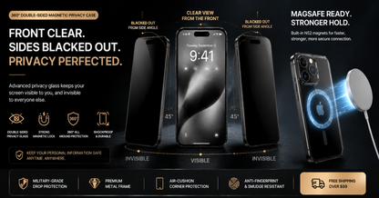 360° Double-Sided Magnetic Privacy iPhone Case | Anti-Spy Glass