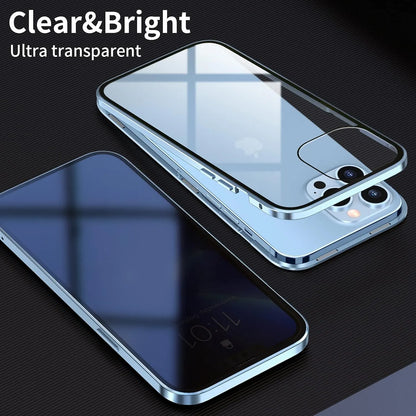 ✨ Magnetic iPhone case with privacy glass and metal frame✨