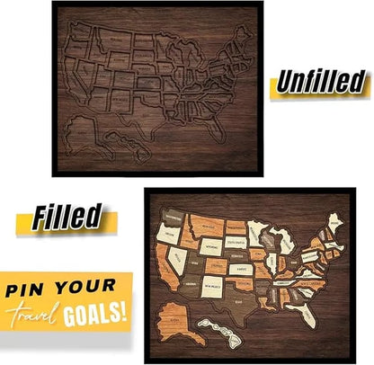 Wooden USA Travel Map Puzzle🧩A Stylish Way to Track Your Journey & Memories