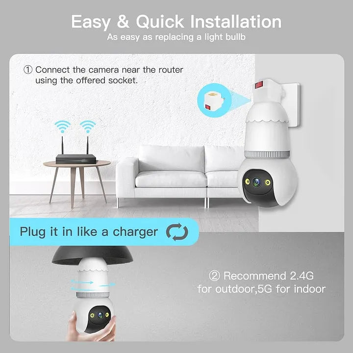 ⚡4MP Light Bulb Security Camera 5G&2.4GHz Wireless Outdoor Indoor Camera with Night Vision 🔥