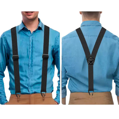 🔥 Men's X-Back Suspenders with Heavy-Duty Hook Clips – Wide, Adjustable & Durable for Work & Casual 🎩
