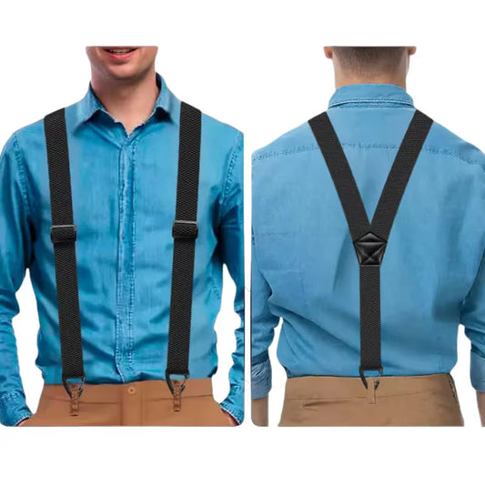 🔥 Men's X-Back Suspenders with Heavy-Duty Hook Clips – Wide, Adjustable & Durable for Work & Casual 🎩