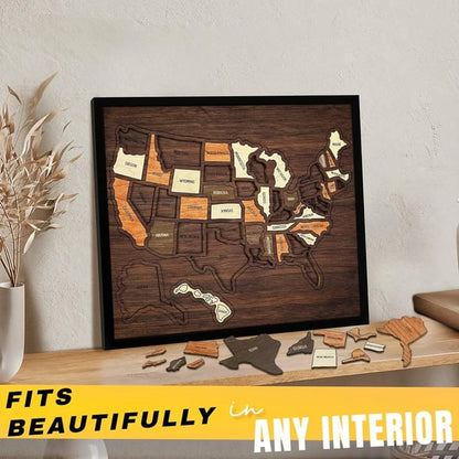 Wooden USA Travel Map Puzzle🧩A Stylish Way to Track Your Journey & Memories