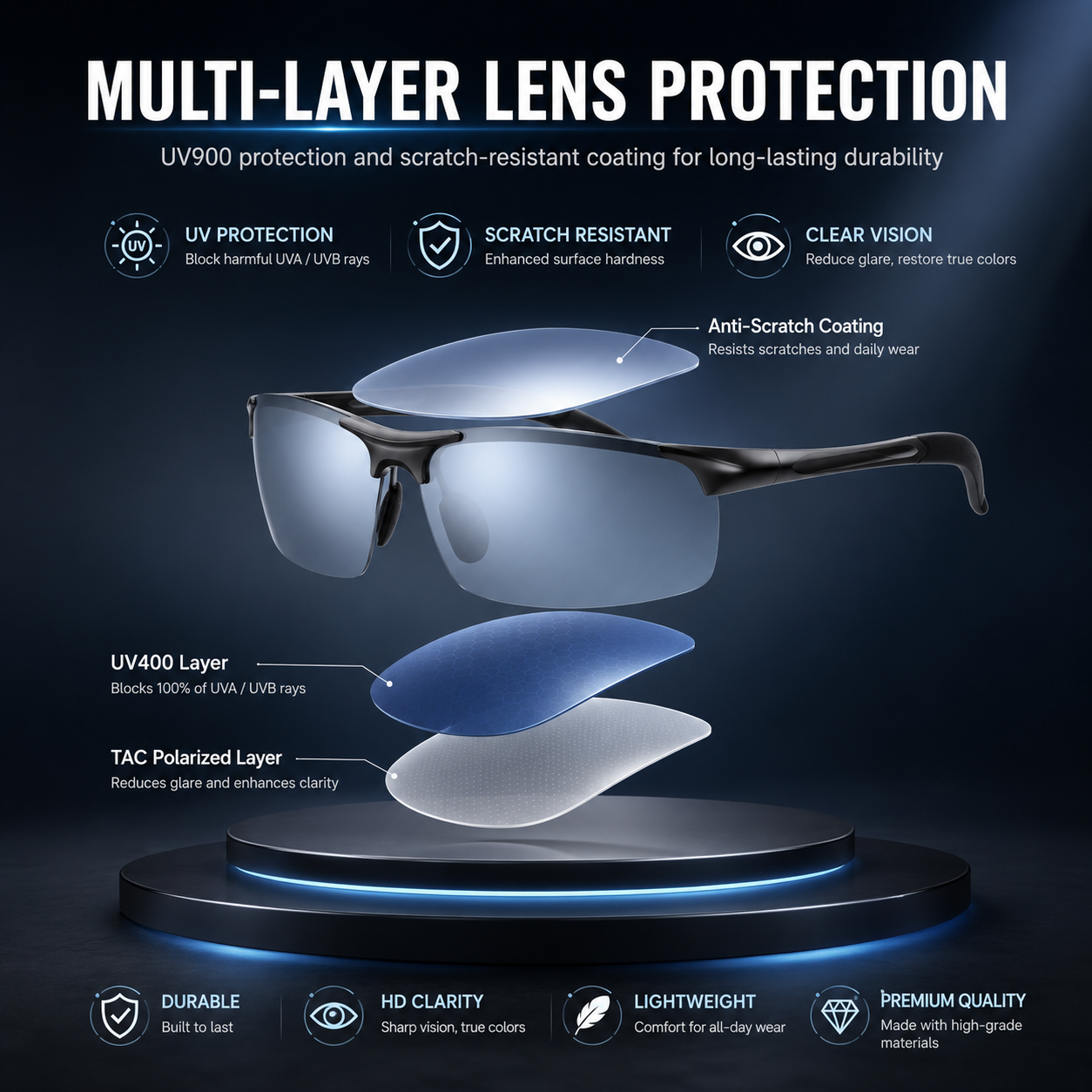 Photochromic Sunglasses with Anti-glare Polarized Lens