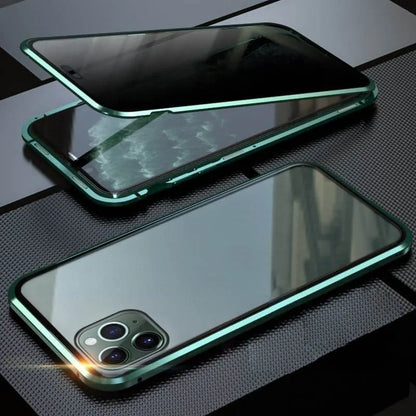 ✨ Magnetic iPhone case with privacy glass and metal frame✨