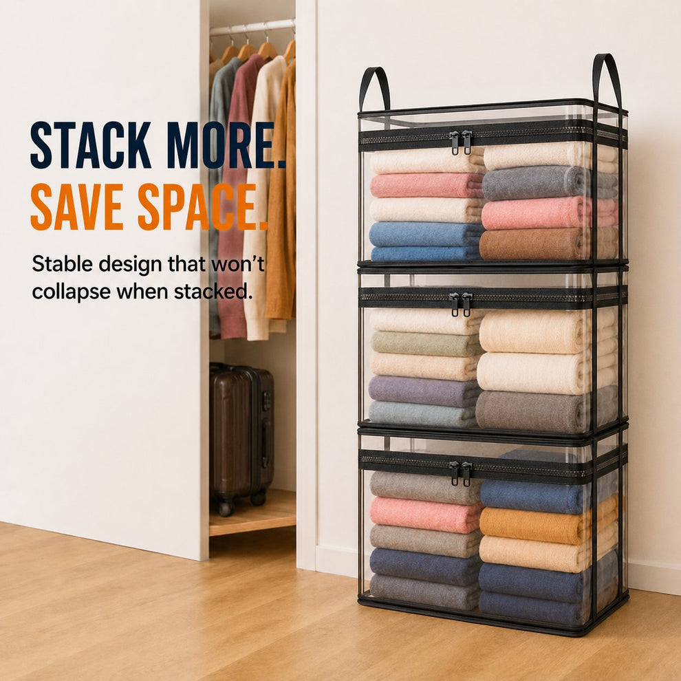 🔥Portable Large Heavy-Duty Thick Plastic Clear Storage Box with Hinged Lid📦