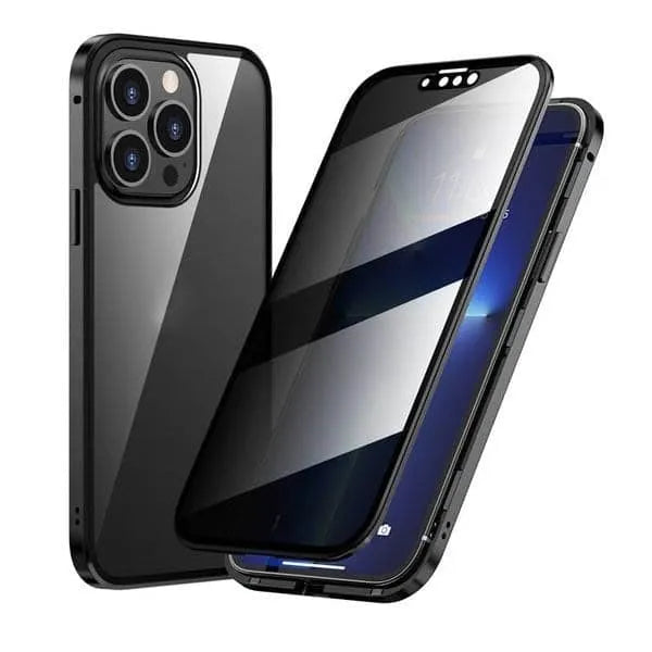 ✨ Magnetic iPhone case with privacy glass and metal frame✨