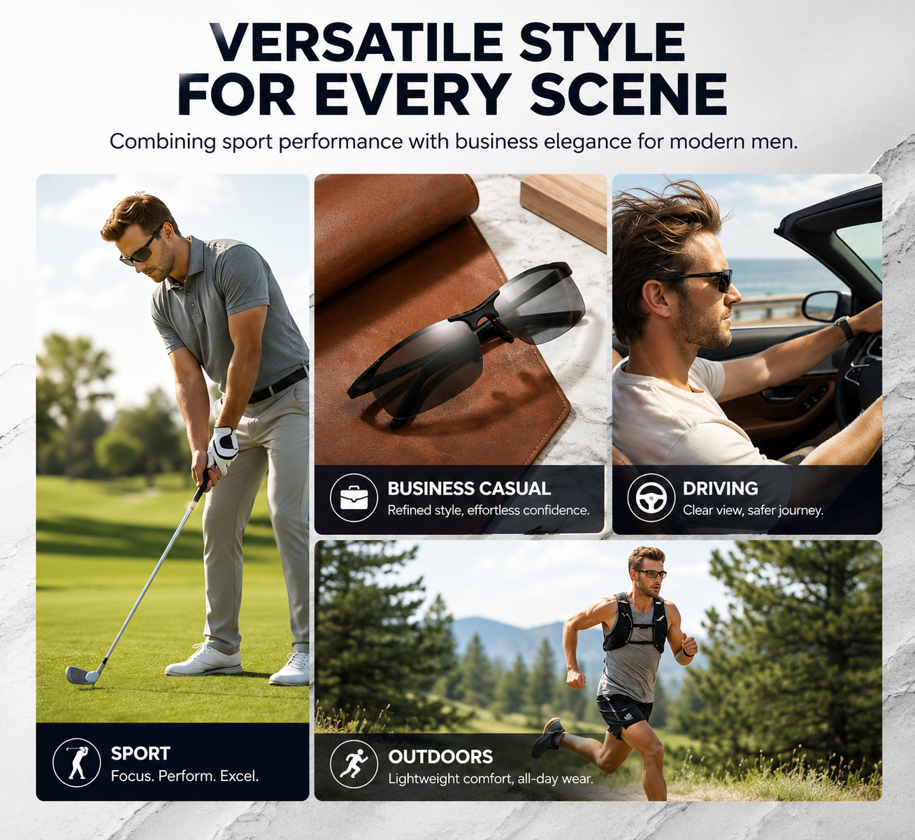 Photochromic Sunglasses with Anti-glare Polarized Lens