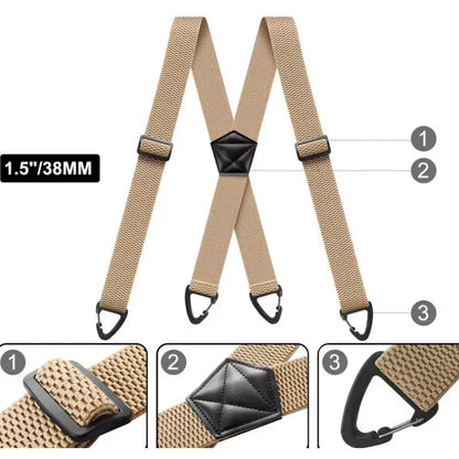 🔥 Men's X-Back Suspenders with Heavy-Duty Hook Clips – Wide, Adjustable & Durable for Work & Casual 🎩
