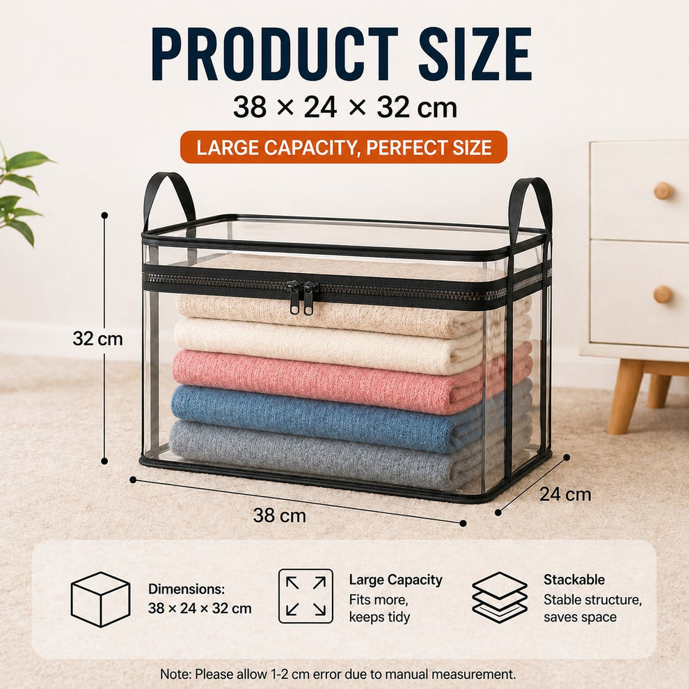 🔥Portable Large Heavy-Duty Thick Plastic Clear Storage Box with Hinged Lid📦