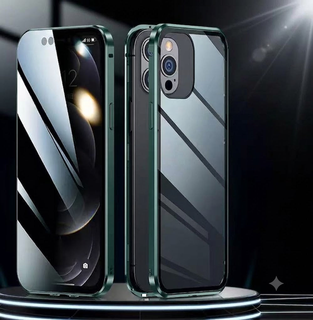✨ Magnetic iPhone case with privacy glass and metal frame✨