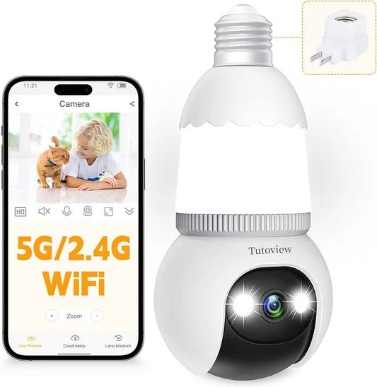 ⚡4MP Light Bulb Security Camera 5G&2.4GHz Wireless Outdoor Indoor Camera with Night Vision 🔥