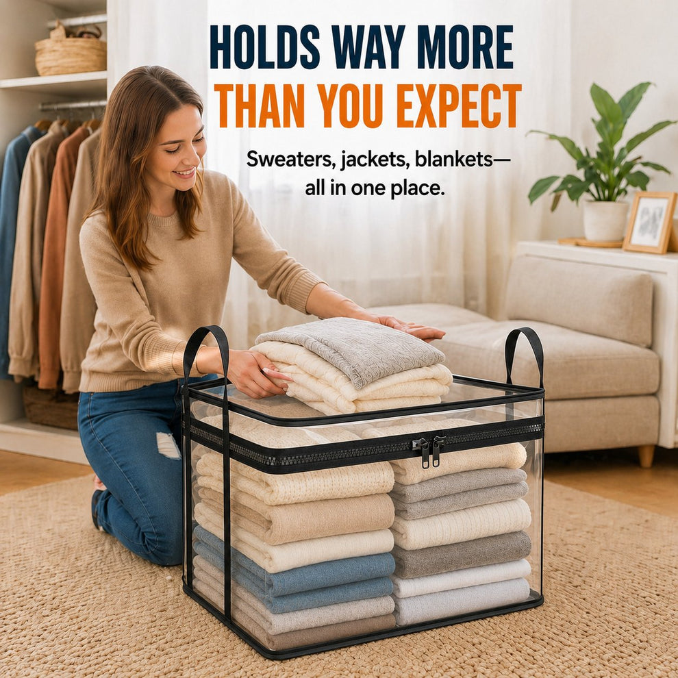 🔥Portable Large Heavy-Duty Thick Plastic Clear Storage Box with Hinged Lid📦