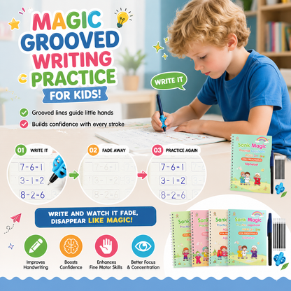 💥📚MagicBook | Kids Practice Copybook Set (4Pcs/Set)💥