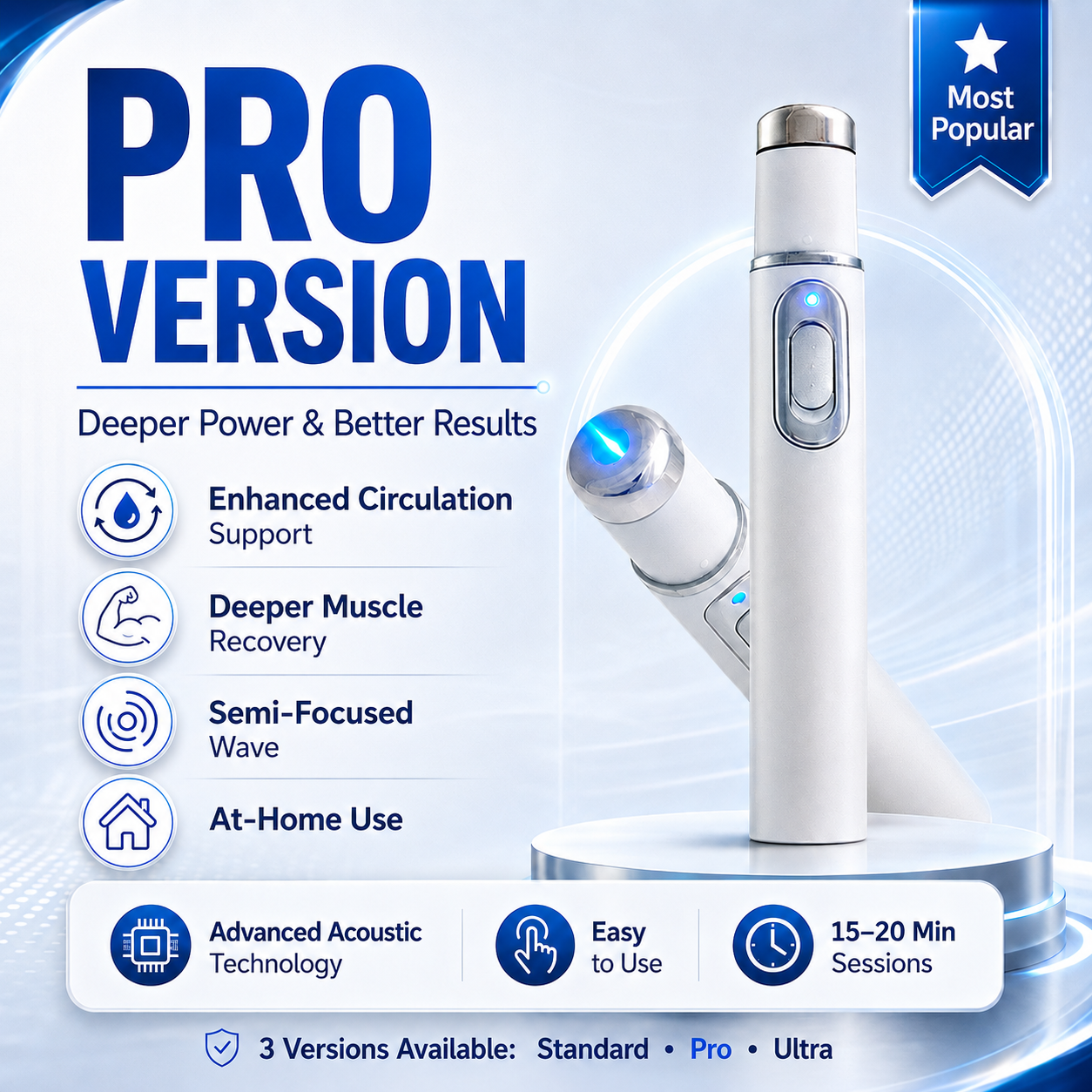 Advanced Acoustic Shockwave Therapy Device for At-Home Pain Relief & Male Performance Support