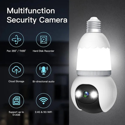 ⚡4MP Light Bulb Security Camera 5G&2.4GHz Wireless Outdoor Indoor Camera with Night Vision 🔥
