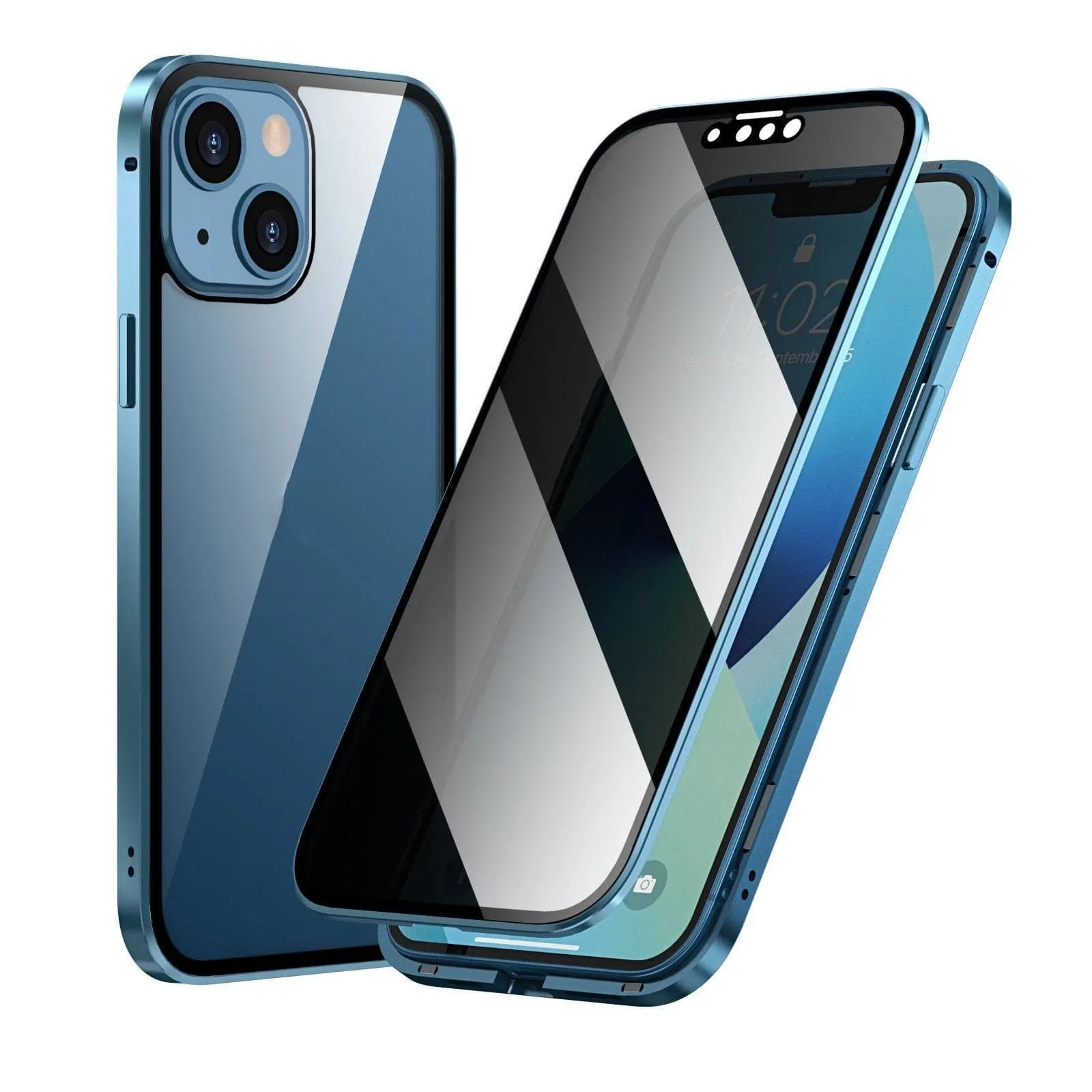✨ Magnetic iPhone case with privacy glass and metal frame✨