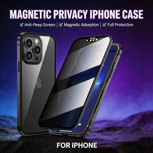 ✨ Magnetic iPhone case with privacy glass and metal frame✨