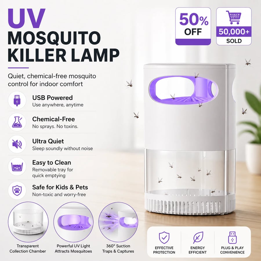 🦟  UV Mosquito Killer Lamp – quiet, USB, chemical-free. 50K+ sold! 🔇🌙