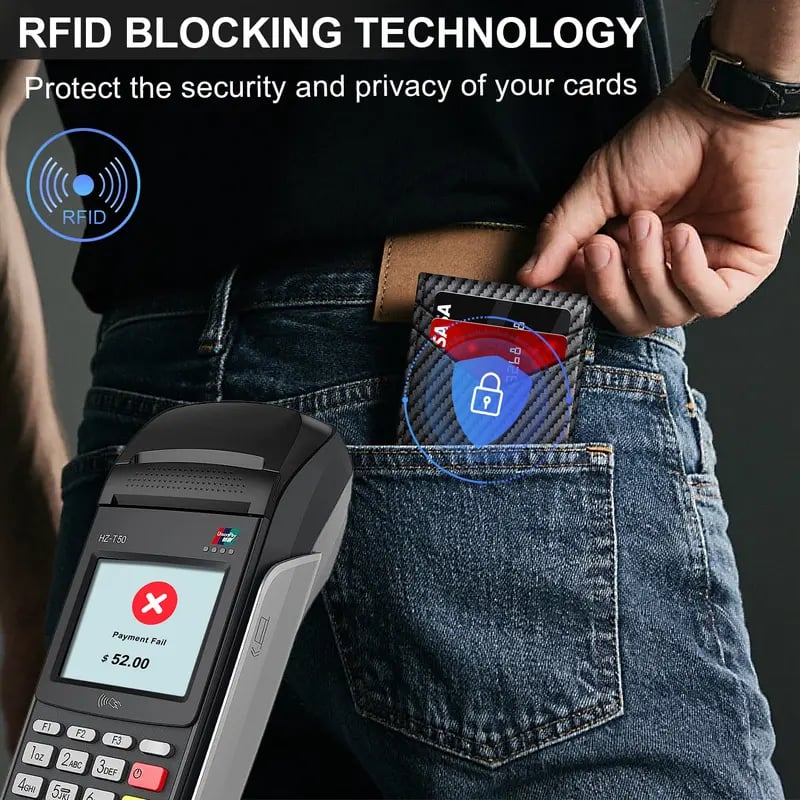 Minimalist Men's Slim Wallet: 9 - 13 Cards, Money Clip, ID Window. RFID - Blocking, Aluminum Bifold Pop - Up