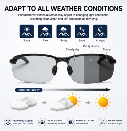 Photochromic Sunglasses with Anti-glare Polarized Lens