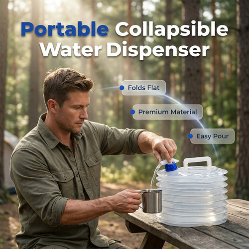 Collapsible Camping Water Container with Spigot | BPA-Free Accordion Jug