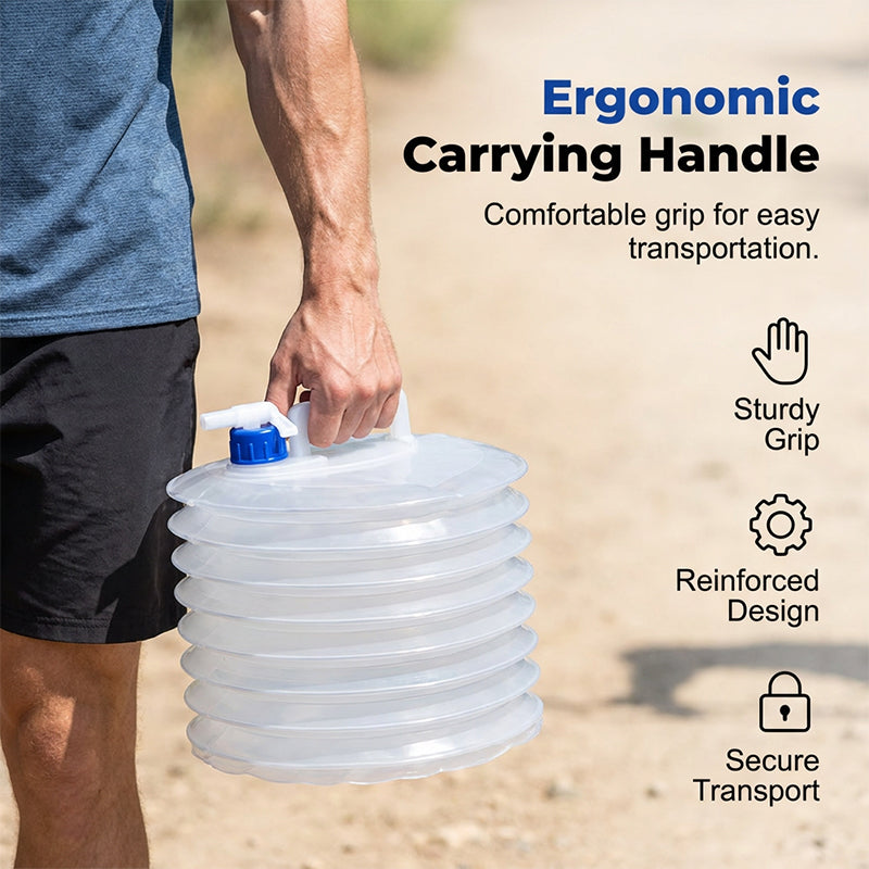 Collapsible Camping Water Container with Spigot | BPA-Free Accordion Jug