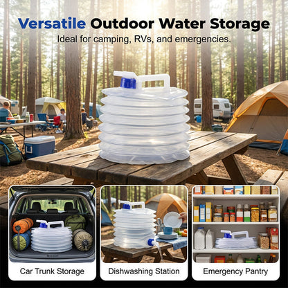 Collapsible Camping Water Container with Spigot | BPA-Free Accordion Jug