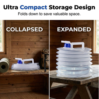 Collapsible Camping Water Container with Spigot | BPA-Free Accordion Jug