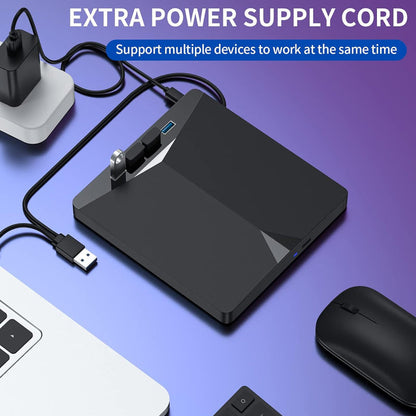 External DVD Drive USB 3.0 Type-C 7-in-1 CD/DVD Burner and Hub for Laptop, PC, Mac